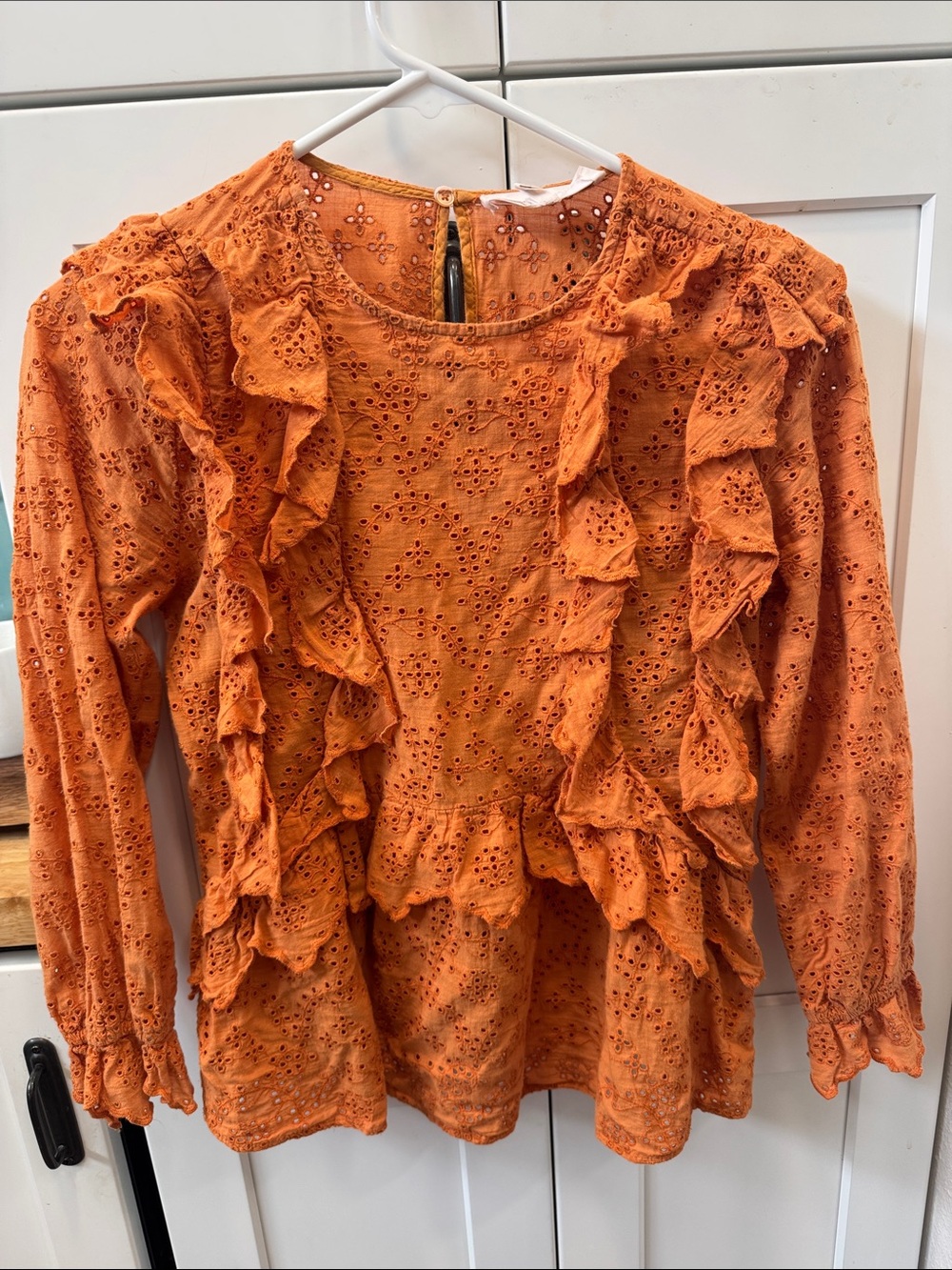 The GREAT Eyelet Blouse.  Perfect for fall. Size 0.